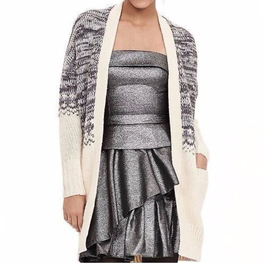 NWOT Banana Republic Blocked Fair Isle Open Cardigan Sz M